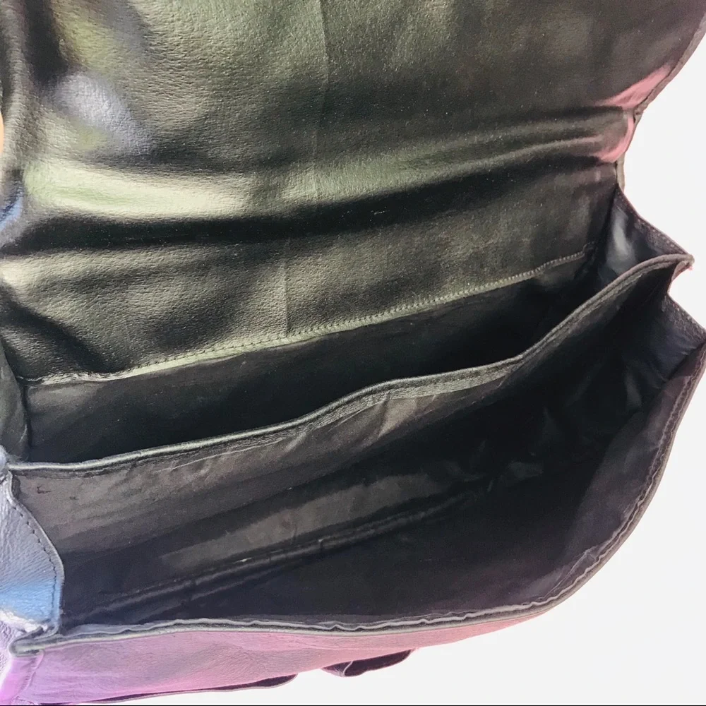 Vintage black leather laptop bag
